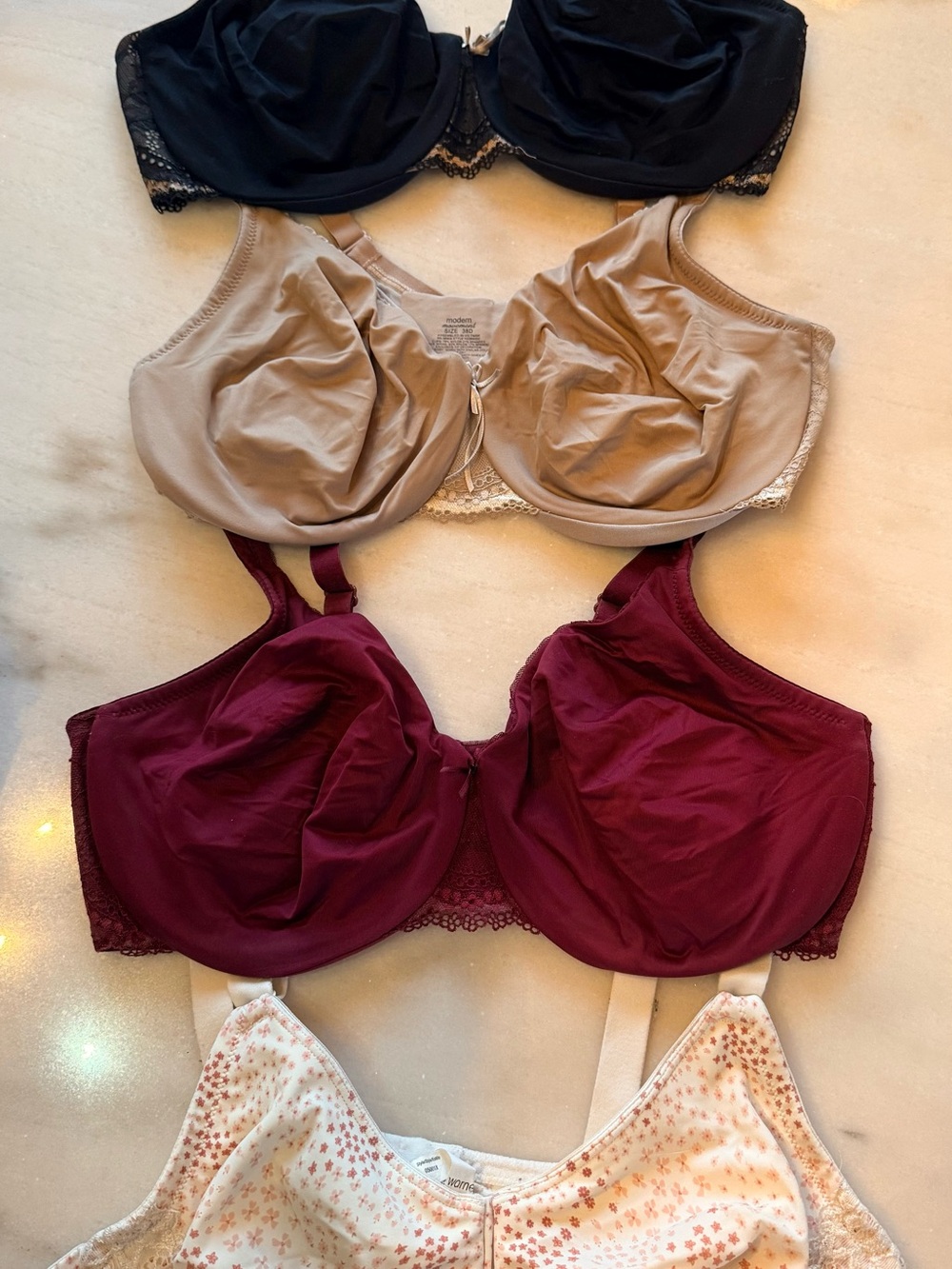 7 Lot EUC Warner's Olga Modern Movement Full Coverage Underwire Lace Bras 38D